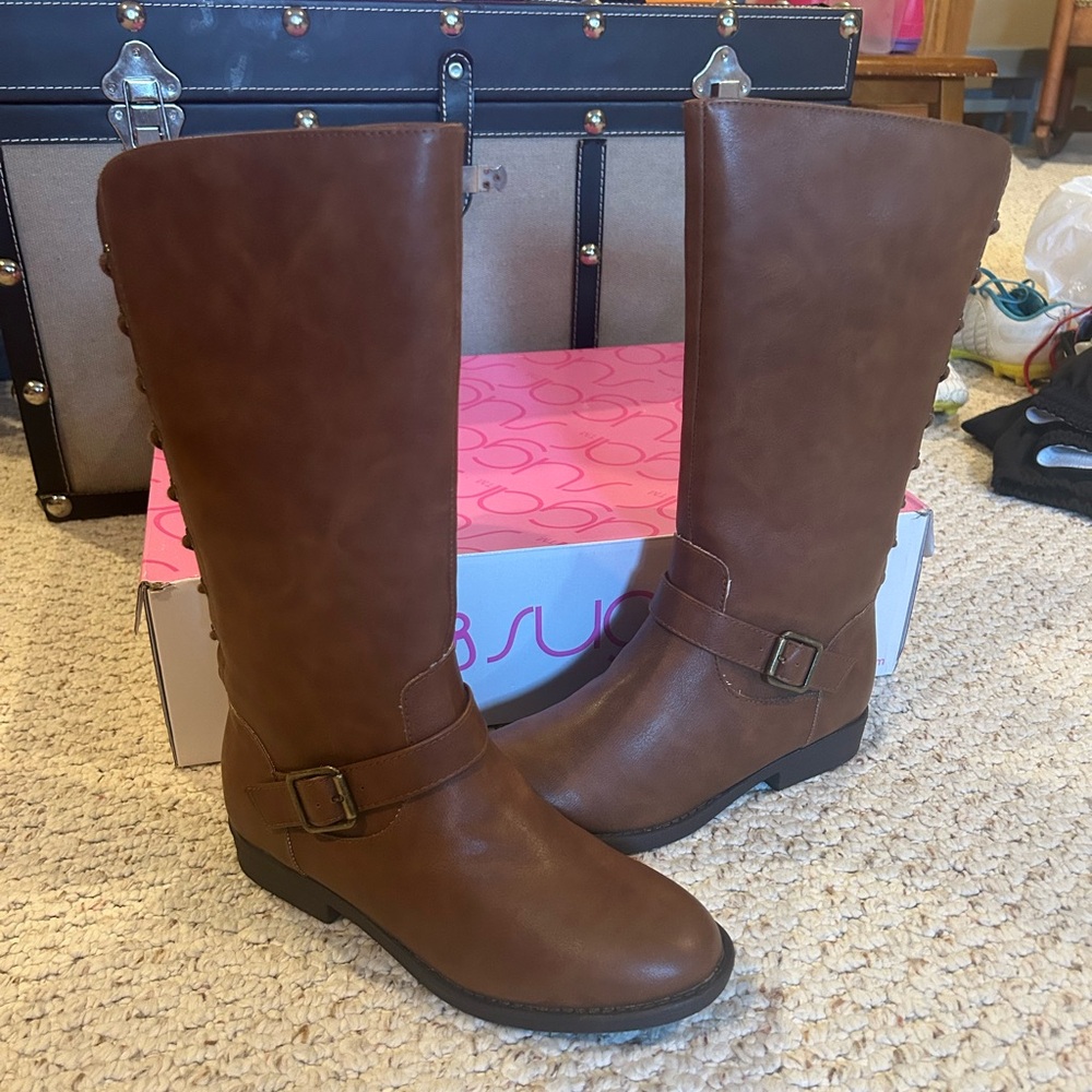 Sugar Brown Kids Knee-High Boots